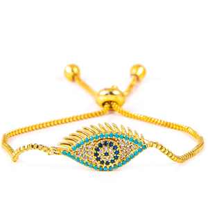 Pulsera de cuentas finas incrustadas Zirkon con detalles dorados - Product Image 1