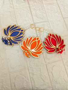 Colgante de pared de loto de madera MDF con Jhumka y borlas para Pooja, Diwali, Holi, bodas y festivales, Pongal, Onam ,Mandir Decor - Product Image 6