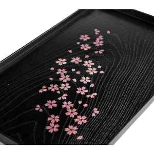 Wholesale Semicircle Plastic Serving <b>Tray</b> with Cherry Blossom Design for Home or Restaurant <b>Kitchen</b> Food Tableware Serving - Product Image 5