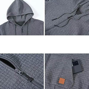 Fabricante al por mayor Casual Fluffy Fleece Color Block Sudadera con capucha de bolsillo personalizado de peso pesado invierno grueso cálido poliéster/algodón - Product Image 3