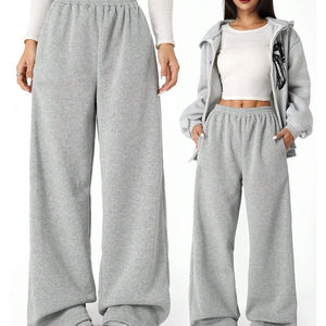 Pantalon cargo pour femme, couleur unie, cordon de serrage, molleton de coton, coupe régulière, coupe-vent, respirant, perlage, peint, jogging, hiver - Product Image 4