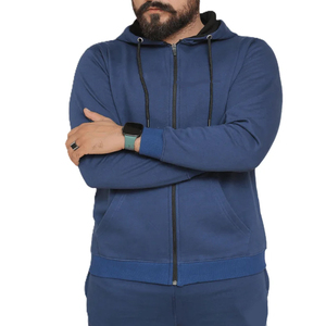 Sweat à capuche zippé pour homme, personnalisable avec logo OEM, 100 % coton, idéal pour l'hiver, les sports de plein air, la course, le fitness, décontracté, uni, respirant et séchage rapide - Product Image 1