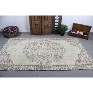 Tapis turc 5,3 x 8,5 pieds, tapis vintage à bordures blanches en laine - Product Image 3