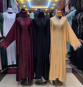 Abaya de Lujo Personalizada al por Mayor, de Seda Satén, Manga Larga, Antiarrugas, Hecha a Mano, de Alta Calidad, para Mujer, Talla Pequeña, Estilo Turco Islámico con Volantes - Product Image 4