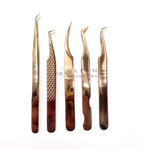 Plasma Rose Gold Eyelash Extension <b>Tweezers</b> Titanium Coated Volume Lash <b>Tweezers</b> - Product Image 3