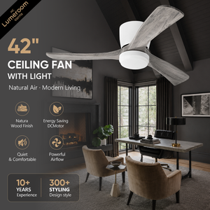 42 Inch Low Profile <b>Ceiling</b> Fan with <b>Light</b> and <b>Remote</b>, Flush Mount Modern DC Motor <b>Ceiling</b> Fan for Living Room - Product Image 1