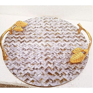 Plateau de service décoratif en nacre au design classique avec poignée en argent élégant dans le plateau de décoration de table le plus vendu - Product Image 5