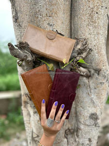 Handmade Real Crunch Leather Casual Wallets Women <b>Brown</b> Vintage Leather Clutch Wallet Stylish Womens Multi Uses Tri -Fold Purses - Product Image 5