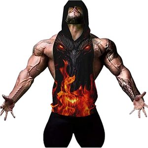 Camiseta sin mangas con capucha de sublimación personalizada de alta calidad, chaleco muscular para culturismo, ropa de gimnasio para hombres - Product Image 4