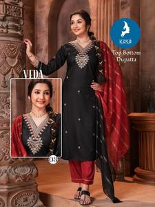 Moderno y elegante rayón Organza impreso Kurti conjunto ligero desgaste de fiesta traje étnico con parte inferior a juego Dupatta a granel al por mayor - Product Image 3