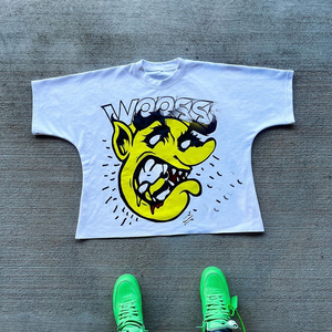 Camiseta personalizable Heavyweight Boxy para hombre Lavado ácido Vintage Jersey de longitud corta Bordado personalizado Diseño de cuello redondo de gran tamaño - Product Image 1