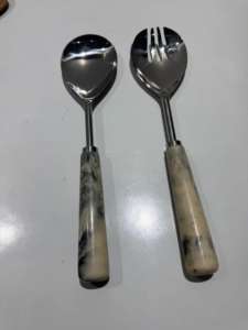 Cuchara y Tenedor de Diseño Único para el Hogar, Cocina, Restaurante, Decoración de Mesa, Servidor de Ensalada de Madera Hecho a Mano, Apto para Lavavajillas - Product Image 3