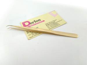 Japanese Stainless Steel Slim Straight 45 Degree <b>Eyelash</b> <b>Tweezers</b> Professional Wholesale Lash <b>Tweezers</b> Gold Plated Lash <b>Tweezers</b> - Product Image 2