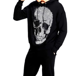 Streetwear Sweat à capuche surdimensionné avec strass pour homme en coton mélangé lourd délavé personnalisé Boxy Fit Zip Up Vente en gros Sweat à capuche premium - Product Image 4
