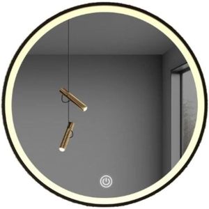 Espejo de Pared LED Redondo Negro de 60 cm, Espejo de Baño Ovalado de Escritorio Ajustable de Estilo Contemporáneo, Diseño Contemporáneo Smartspace - Product Image 1