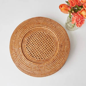 Handmade Hot Selling Round Rattan Wicker <b>Wedding</b> <b>Plates</b> Charger Vintage Serving Pad - Product Image 6