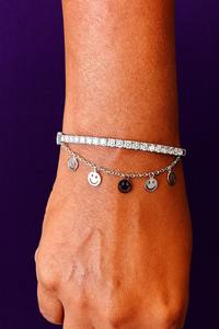 Smiley <b>Bracelet</b> Round Diamond <b>Bracelet</b> Eternity <b>Bracelets</b> for Girl Women's <b>Bracelet</b> 925 <b>Sterling</b> <b>Silver</b> <b>Beaded</b> Friendship Band - Product Image 3