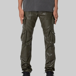 Durable Men <b>Leather</b> <b>Cargo</b> <b>Pants</b> With Classic Fit For Casual And Streetwear Stylish Men <b>Leather</b> <b>Cargo</b> <b>Pants</b> - Product Image 1