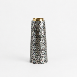 Vase conique en laiton avec incrustation de nacre, style Art déco, décoration de table pour la maison - Product Image 1