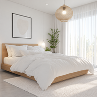 Parure de lit d'hôtel en coton blanc 4 pièces 1,8 m – Drap-housse, taies d'oreiller, housse de couette – Couleur unie, respirante, tissée, toutes saisons, 300 fils/cm²