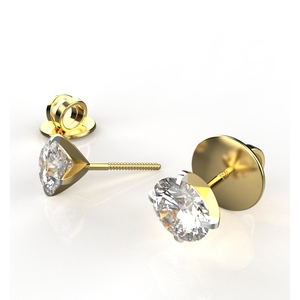 ต่างหูเม็ดกลมทอง18K อันละ10เซนต์พร้อมเพชรที่ปลูกในห้องปฏิบัติการ - Product Image 2