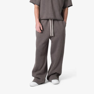 Pantalon de survêtement délavé pour homme, coupe droite, léger, décontracté, 100 % coton respirant, taille élastique, haute qualité sur mesure - Product Image 1