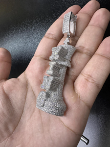 Colgante de Pieza de Ajedrez Rey con Diamantes de Moissanita Plateados, Diamantes con Claridad VVS, Estilo Hip Hop, Unisex - Product Image 4