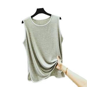 High Quality Custom <b>Women's</b> Cotton Spandex High Stretch Round Neck Tank <b>Top</b> Jersey Knitted <b>Vest</b> Wholesale - Product Image 3