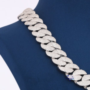 Precio de fábrica Hip Hop 18mm Cadena de eslabones cubanos Iced Out Vvs Lab Grown Jewelry 925 Collar de cadena de eslabones cubanos de plata - Product Image 4
