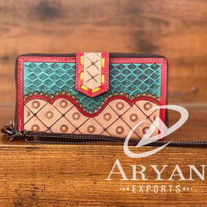 มาใหม่ล่าสุดมือตะวันตกเครื่องมือกระเป๋าสตางค์หนังคลัทช์เคสโทรศัพท์มีสไตล์หลายใช้กระเป๋าสตางค์ข้อมือหนังแท้สําหรับผู้หญิง - Product Image 1