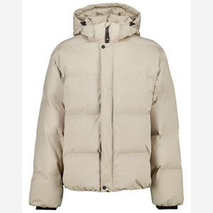 Wholesale Custom Men's Winter Breathable Coated <b>Zipper</b> Hooded Puffer <b>Jacket</b> <b>with</b> Canvas High Street Style Front Logo <b>Pocket</b> - Product Image 5