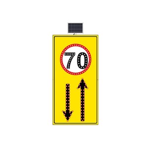 Panneau de signalisation routière à LED solaire Vitesse maximale 70 km/h Dimensions des voies 100 x 204 cm Panneau de sécurité en aluminium avec avertissement - Product Image 1