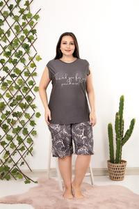 Ensemble de pyjama pour femmes grandes tailles, haut à manches courtes et short, vêtements de nuit confortables, vêtements de maison de grande taille - Product Image 4