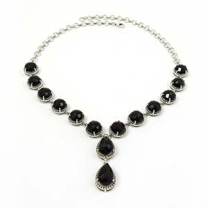 Onyx noir naturel grappe Vintage collier 925 bijoux en argent Sterling pour cadeau de mariage Chakra guérison bohème bijoux - Product Image 3