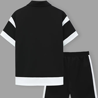 Ensemble Chemise et Short Coordonnés Style Moderne pour Homme & Tenue d'Été Texturée à Manches Courtes Noire
