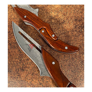 Cuchillo de Caza Plegable de Acero de Damasco Personalizado con Mango de Madera de Palisandro, Opción OEM, Garantía de 3 Años, Uso en Cocina, Grabado Disponible - Product Image 2