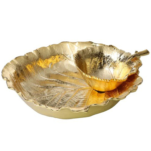 Bol à chips et à trempette décoratif en aluminium élégant et unique, forme unique, finition brillante, pour servir des collations et des bonbons - Product Image 2