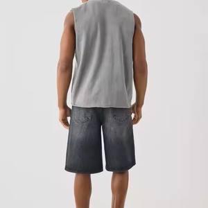 2025 nouveauté respirant coton Denim jean Shorts couleur unie soleil délavé réglable Double poches bonne qualité tricoté - Product Image 2