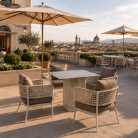 Ensemble de salon d'extérieur en rotin tressé PE pour hôtel et café, fauteuils en aluminium résistants aux UV, mobilier de terrasse personnalisé OEM