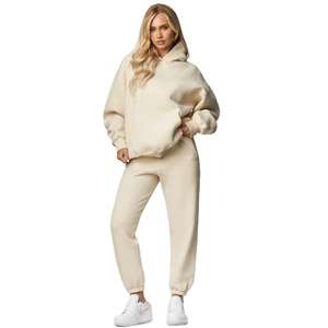 Ensemble pantalon et sweat-shirt oversize décontracté pour femmes, imprimé, hiver, respirant, 100% coton molletonné, écologique, sur mesure - Product Image 1