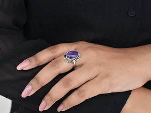 New Arrival Oval Amethyst Design Stackable Ring 925 Silver Factory Wholesale Bulk <b>Handmade</b> <b>Jewelry</b> - Product Image 2