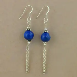 Boucles d'oreilles pendantes en argent 925 avec papillon et goutte d'eau, pierre précieuse bleue, pour femmes, cadeaux de mariage et de fête - Product Image 1
