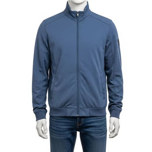 Veste pour homme en tricot respirant en laine peignée Tissu en polyester Impression par transfert thermique Vêtement d'extérieur léger Fournisseur de vêtements personnalisés - Product Image 1