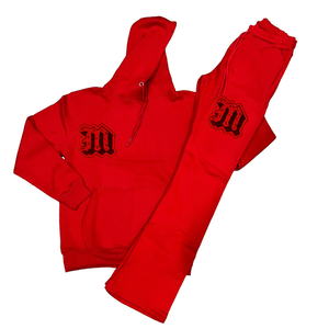 Chenille broderie hommes pantalons de survêtement empilés survêtements bleu marine fabriqué en coton Polyester vêtements de mode Slim Fit survêtements - Product Image 5