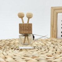Mini diffuseur d'arômes de voiture en verre liquide de luxe 8 ml, flacon de parfum 10 ml avec bouchon en bois, boîte d'emballage