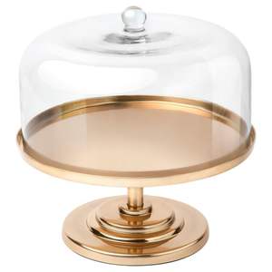 Luxury Gold Rim Scalloped <b>Glass</b> Cake Stand with <b>Dome</b> Lid Elegant 10-inch Clear Cupcake Display Pedestal for Wedding Party & Home - Product Image 4