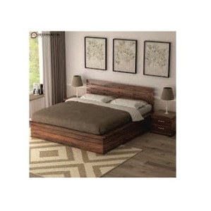 Nordic Style Acacia Wood <b>Bed</b> Frame with High Back Natural Finished Bedroom Furniture Bedroom Sets Wooden <b>Beds</b> Home Furniture - Product Image 1