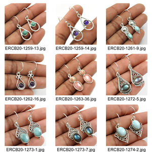 Nouvelle arrivée vente en gros de boucles d'oreilles en argent sterling 925 en Labradorite naturelle, pierres précieuses de forme ronde, fournisseurs de bijoux en vrac - Product Image 5
