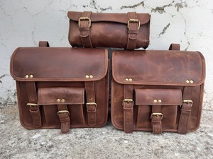 Bolsa de sillín de cuero de piel de búfalo Unisex para viaje, bolsa de motocicleta, bolsa de noche para equipaje de viaje conveniente - Product Image 4