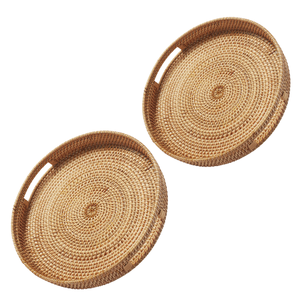 Vietnam tissé à la main rond en osier rotin panier/plateau écologique plateau en rotin naturel décor de Table et panier de service alimentaire - Product Image 1
